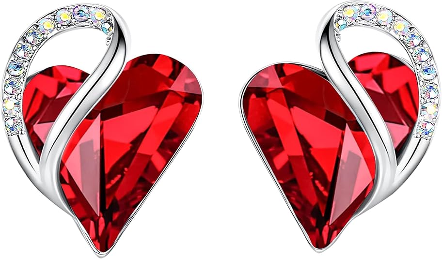 Vera – Aretes de corazón con rubí | Oro - Ruby