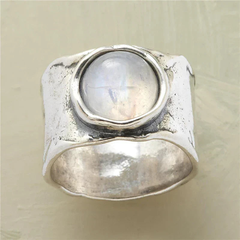 Anillo Moonstone - Oro Blanco