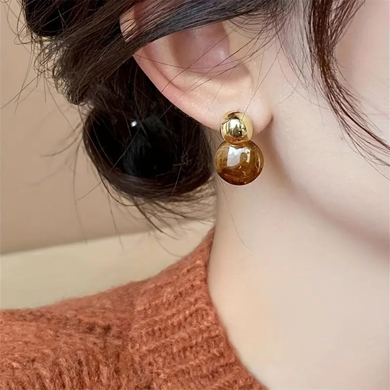 aretes colgantes ámbar Nahia - Oro | ORO
