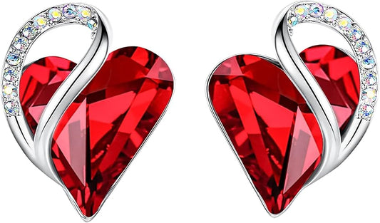 Vera – Aretes de corazón con rubí | Oro - Ruby