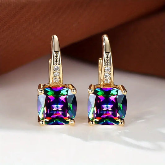 aretes de aro con piedra Mira - Oro | ORO