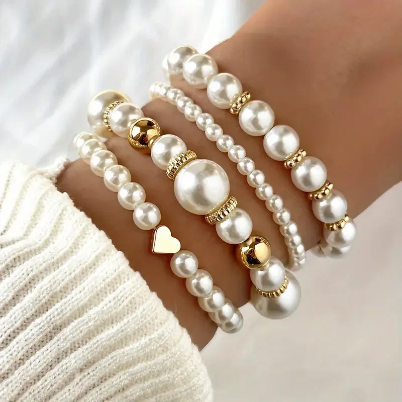 Set de pulseras Exquisite con perla - Oro