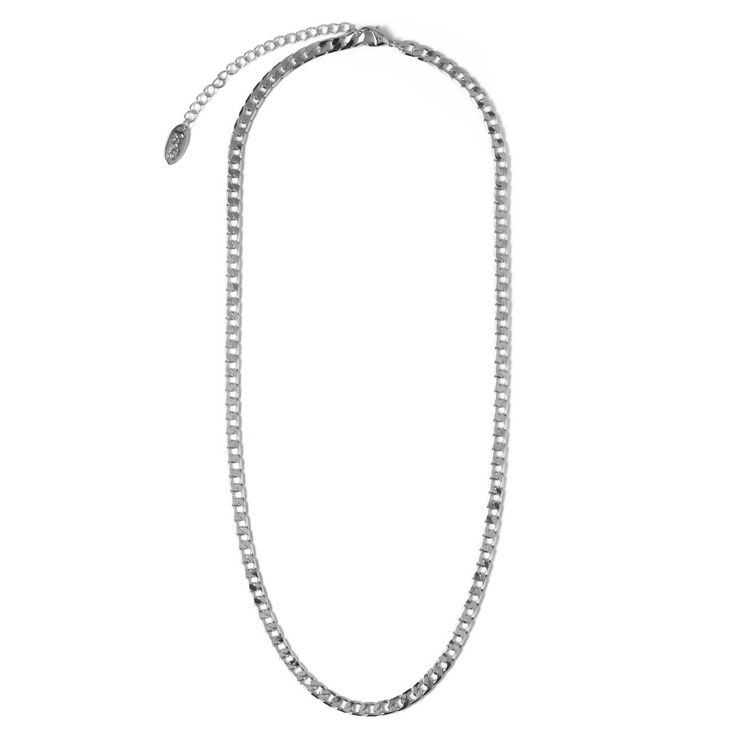 Cadena de eslabones planos – Collar en oro blanco