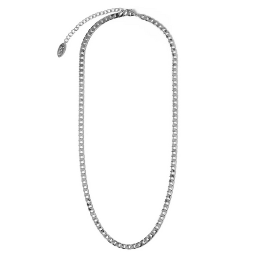 Cadena de eslabones planos – Collar en oro blanco
